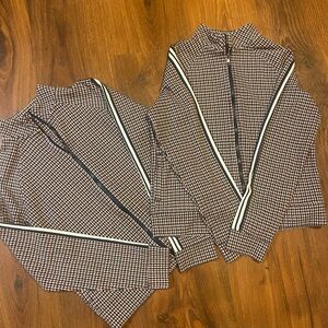 Janie and Jack Burgandy, Navy, White Houndstooth Zip-Up Sweater Jackets- Twins